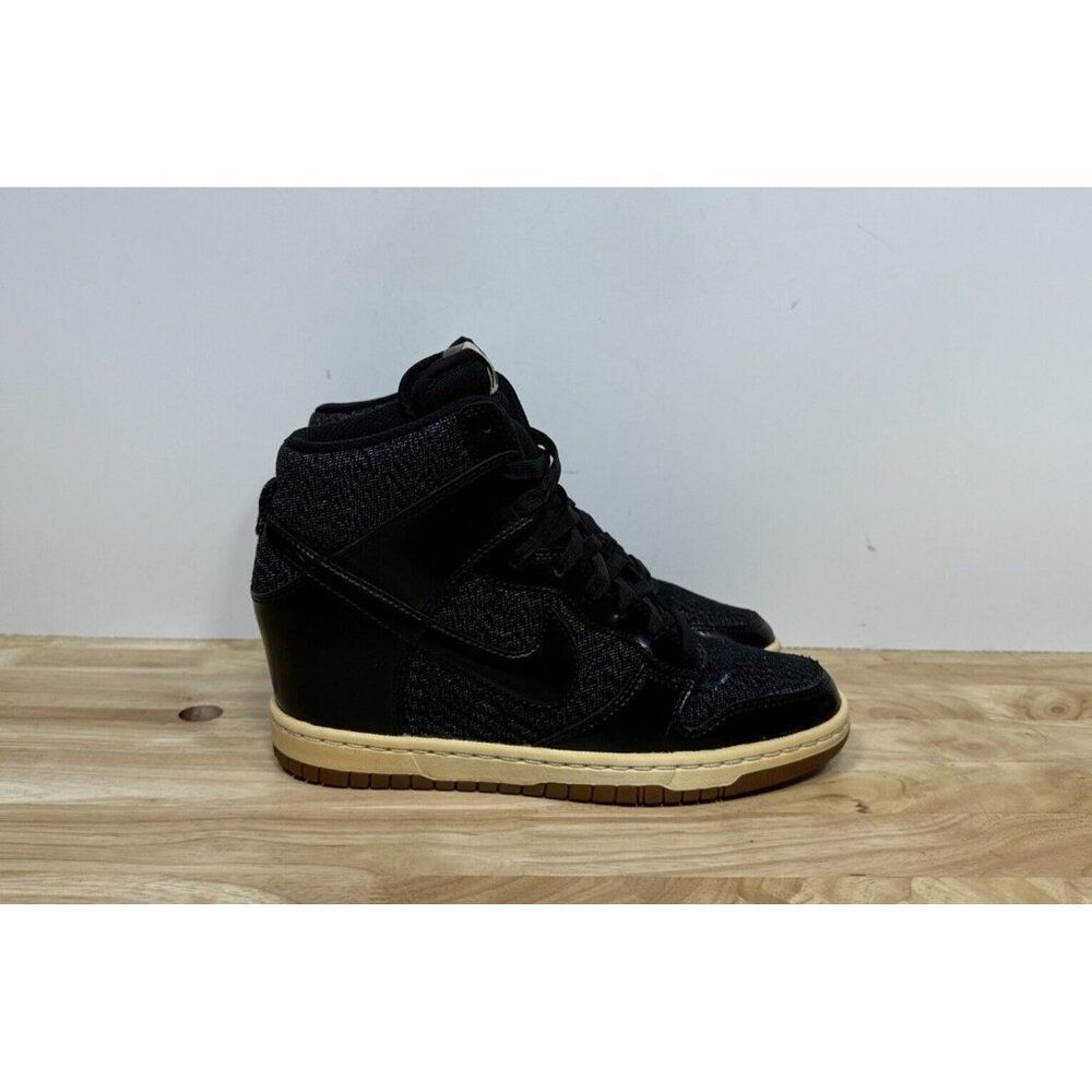 Black High-Top Wedge Sneakers with Contrast Sole